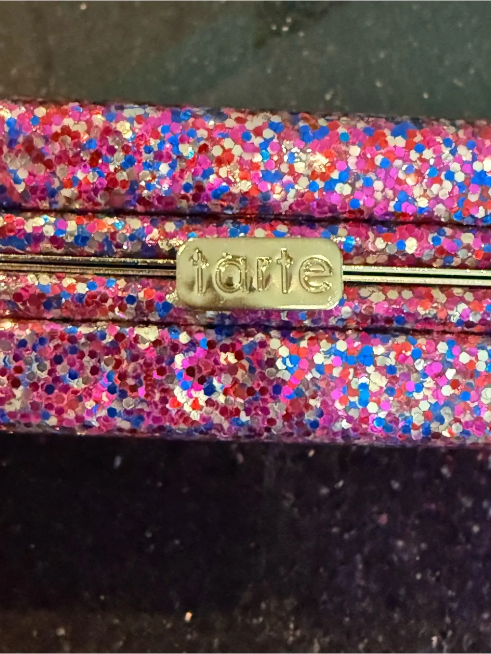 tarte Pink Glitter Rectangular Wristlet Clutch